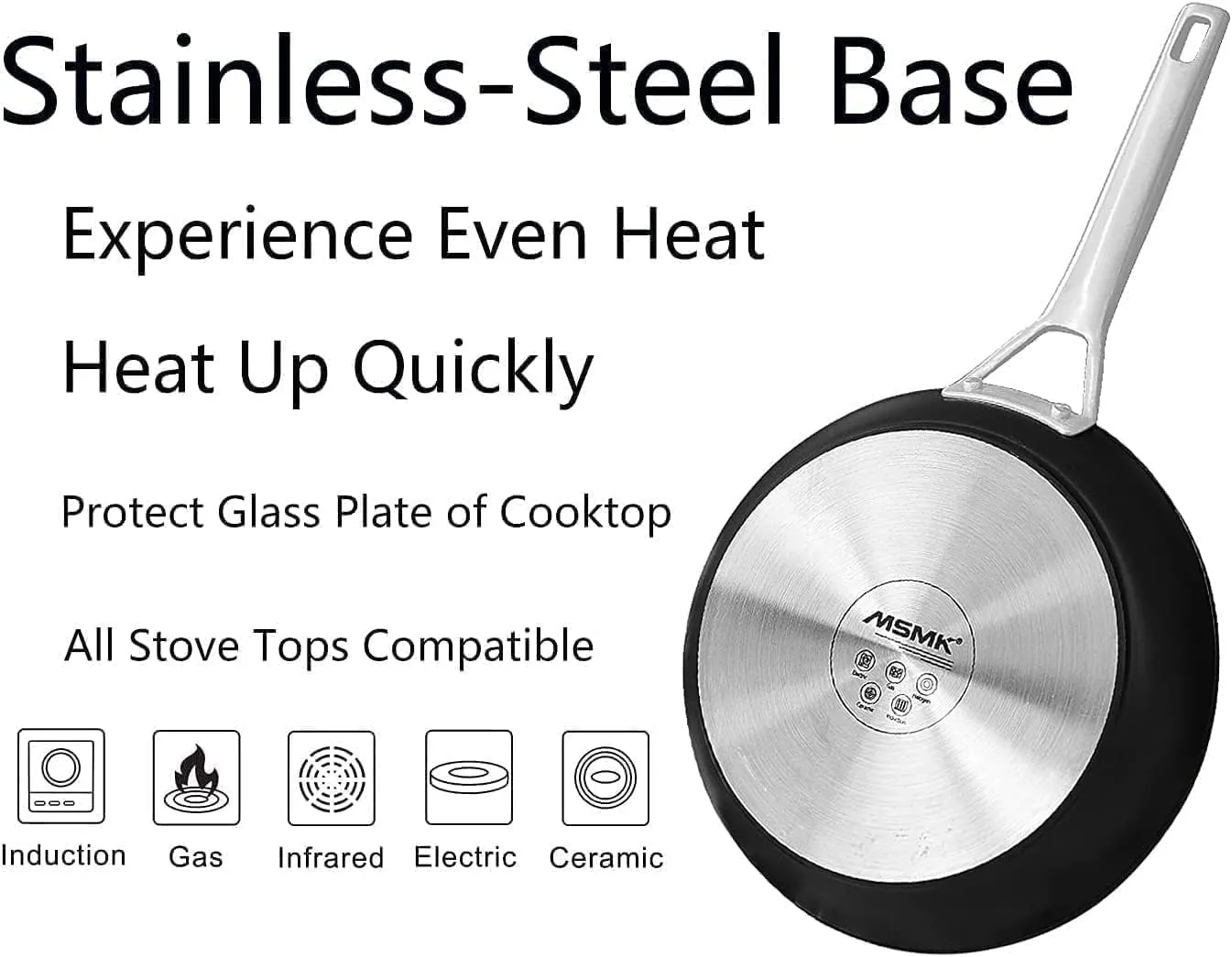 MsMk 9 1/2 Inch Small Egg Pan with Lid, Titanium and Ceramic Nonstick Omelette Pan,Scratch-resistant, Induction Egg Skillet, Oven Safe to 700°F Pan for Cooking, Dishwasher Safe