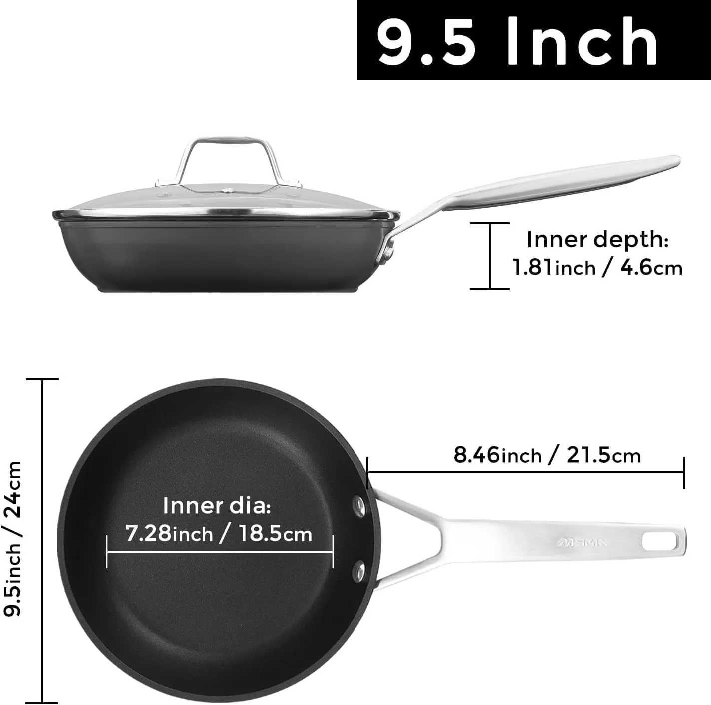 MsMk 9 1/2 Inch Small Egg Pan with Lid, Titanium and Ceramic Nonstick Omelette Pan,Scratch-resistant, Induction Egg Skillet, Oven Safe to 700°F Pan for Cooking, Dishwasher Safe