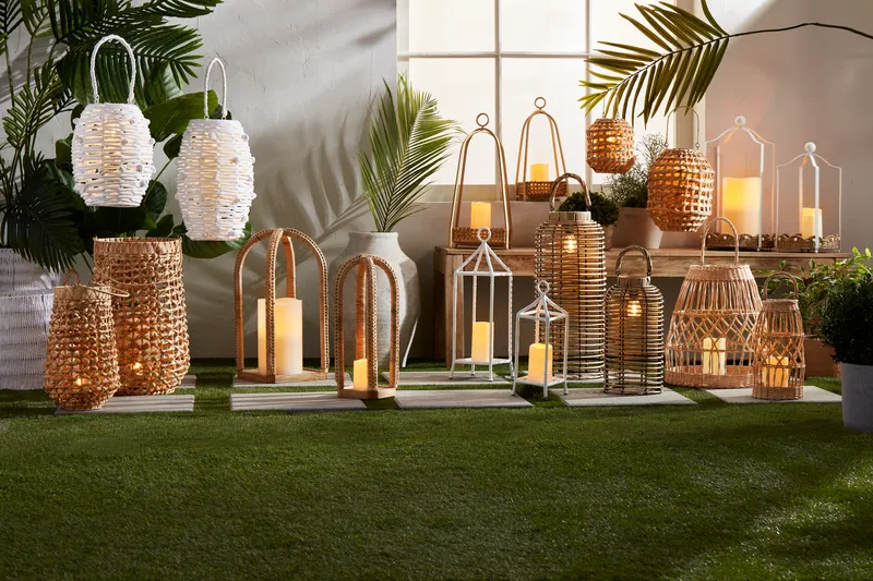 MUD PIE WOVEN LIGHT-UP LANTERNS