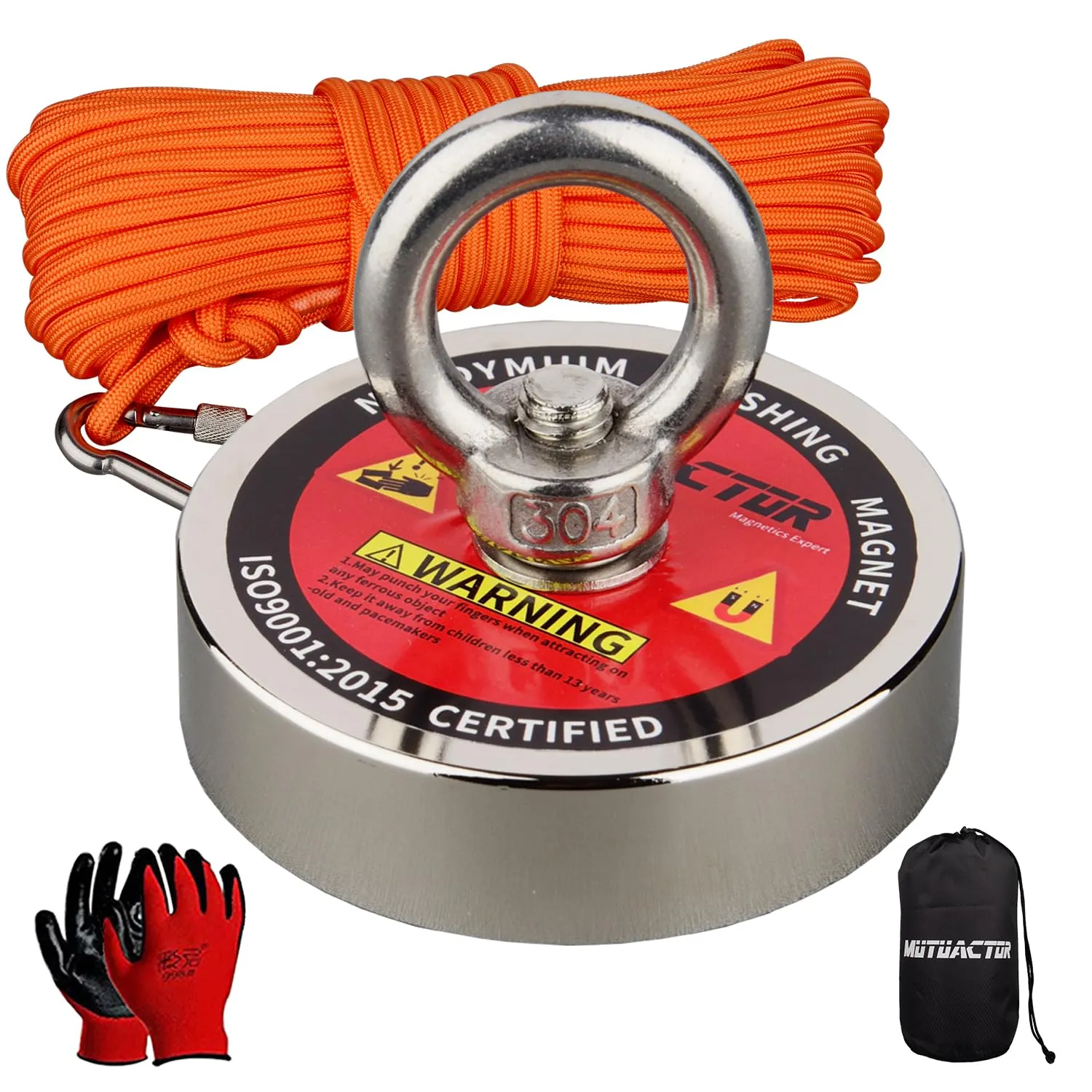 MUTUACTOR Fishing Magnets,650lbs Strong Neodymium Rare Earth Magnets with 20Ft Duarble Rope,Φ 2.95” Permanent Heavy Duty Magnets for Treasure Hunting Retrieving Knife Metallic Tools in Lakes Rivers