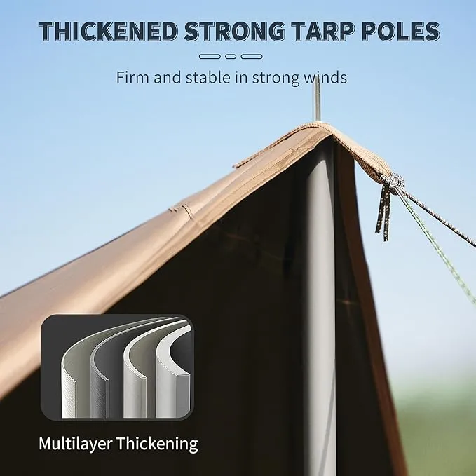 Naturehike Cloud Skies Camping Tent Tarp with Poles, Waterproof PU 18000mm  Rain Shelter, Anti-UV UPF2000  Camping Sun Shelter Camping Canopy, Camping Tent Canopy for Outdoor Party, Picnic