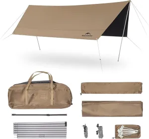Naturehike Cloud Skies Camping Tent Tarp with Poles, Waterproof PU 18000mm  Rain Shelter, Anti-UV UPF2000  Camping Sun Shelter Camping Canopy, Camping Tent Canopy for Outdoor Party, Picnic