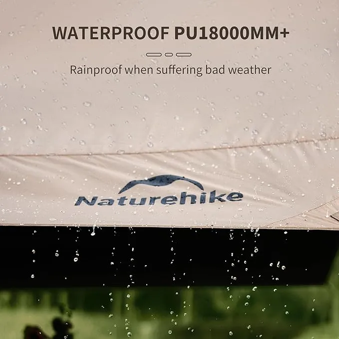 Naturehike Cloud Skies Camping Tent Tarp with Poles, Waterproof PU 18000mm  Rain Shelter, Anti-UV UPF2000  Camping Sun Shelter Camping Canopy, Camping Tent Canopy for Outdoor Party, Picnic