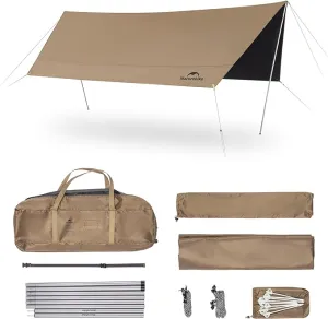 Naturehike Cloud Skies Camping Tent Tarp with Poles, Waterproof PU 18000mm  Rain Shelter, Anti-UV UPF2000  Camping Sun Shelter Camping Canopy, Camping Tent Canopy for Outdoor Party, Picnic
