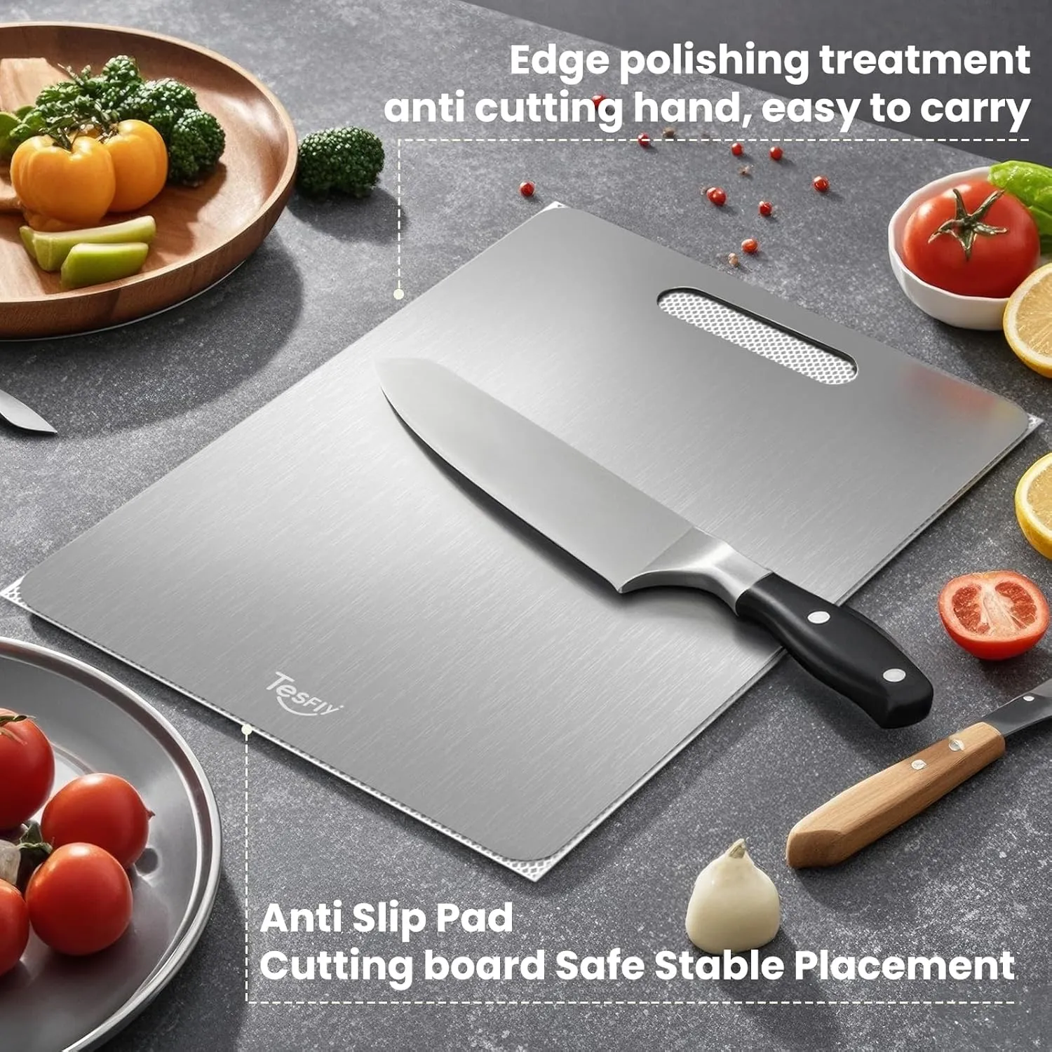 New Titanium Cutting Board - 100% Pure Titanium Cutting Boards For Kitchen,Easy to clean,Double-sided food-grade Titanium Cutting Board For Cutting Meats, Fruits And Vegetables(15 * 11)