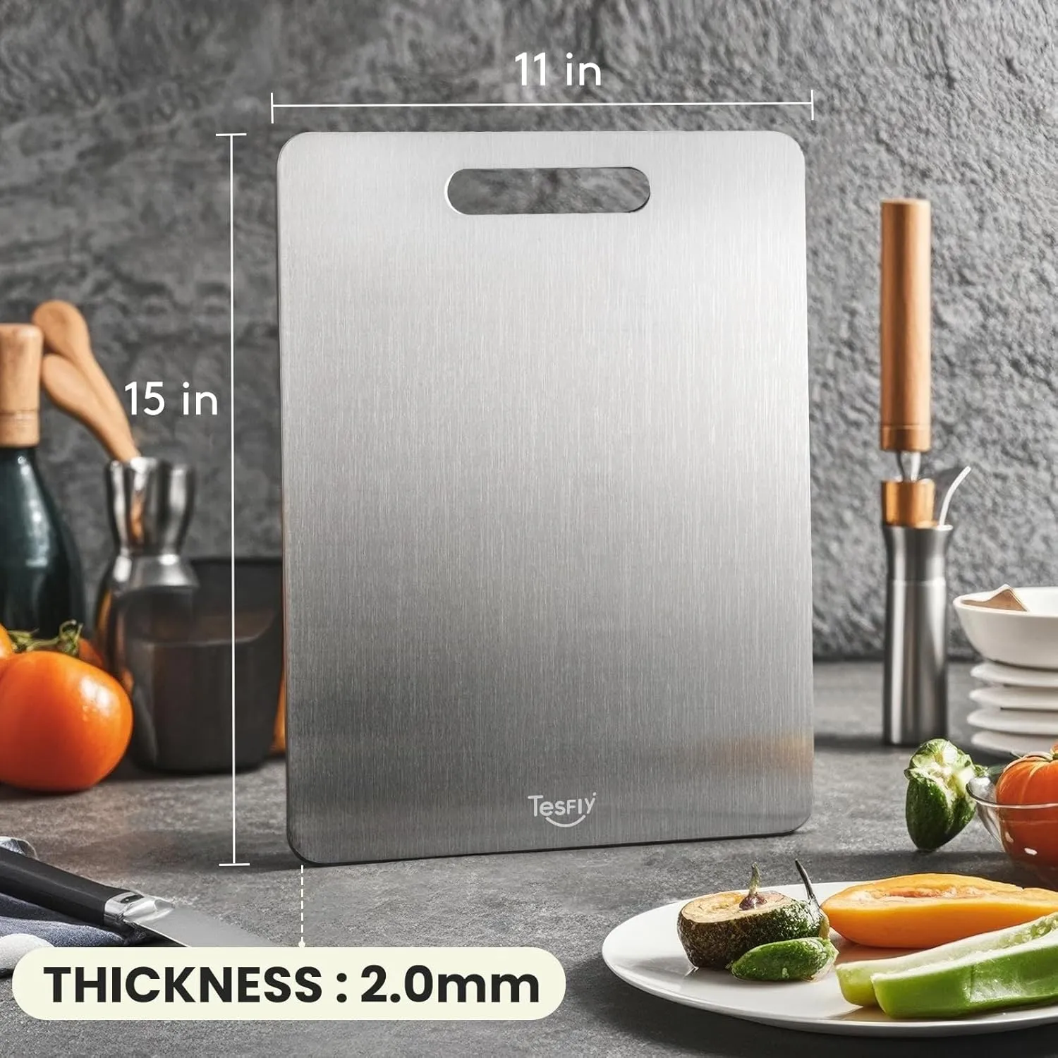 New Titanium Cutting Board - 100% Pure Titanium Cutting Boards For Kitchen,Easy to clean,Double-sided food-grade Titanium Cutting Board For Cutting Meats, Fruits And Vegetables(15 * 11)