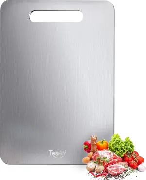 New Titanium Cutting Board - 100% Pure Titanium Cutting Boards For Kitchen,Easy to clean,Double-sided food-grade Titanium Cutting Board For Cutting Meats, Fruits And Vegetables(15 * 11)