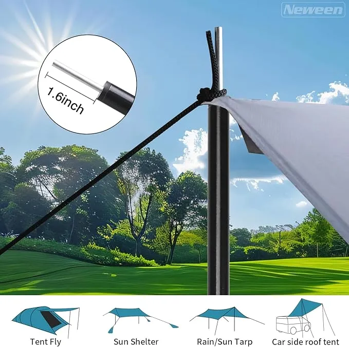 Neween Telescoping Tarp Poles Heavy Duty Adjustable Camping Tent Poles, Portable Replacement Canopy Rods for Rain Fly, Awning, Outdoor Camping, Hiking, Backpacking, Sunshade, Set of 2, Black