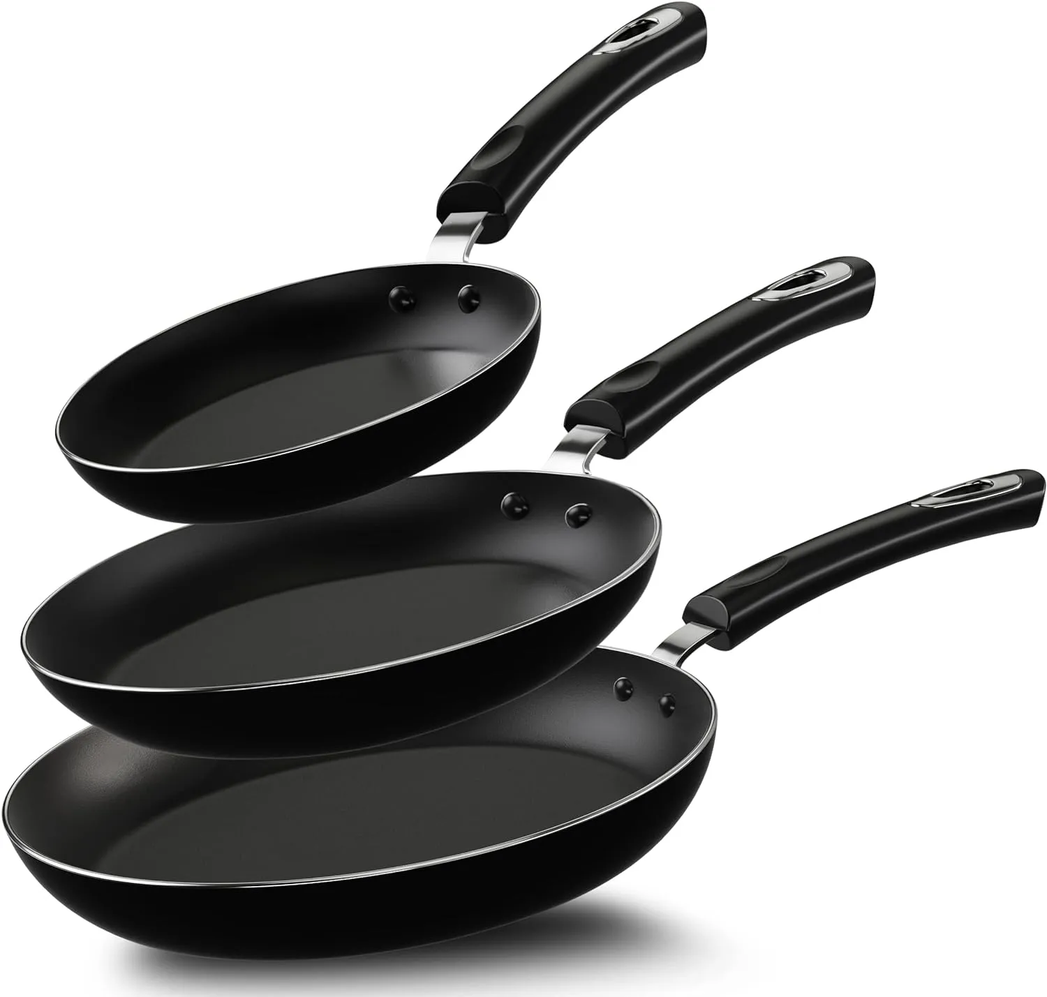 Non Stick Frying Pan Set, 3 Pcs Induction Hob Pan Set, Professional Chefs Pan Sets Non Stick 20cm, 24cm, and 28cm