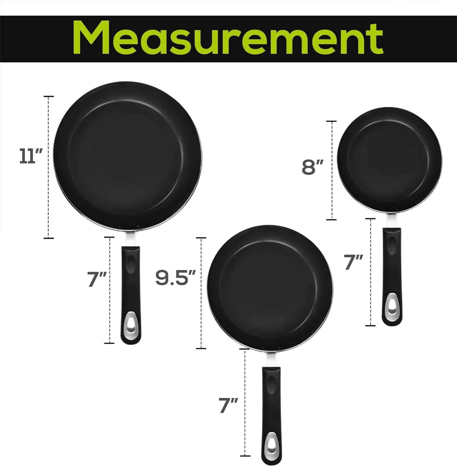 Non Stick Frying Pan Set, 3 Pcs Induction Hob Pan Set, Professional Chefs Pan Sets Non Stick 20cm, 24cm, and 28cm