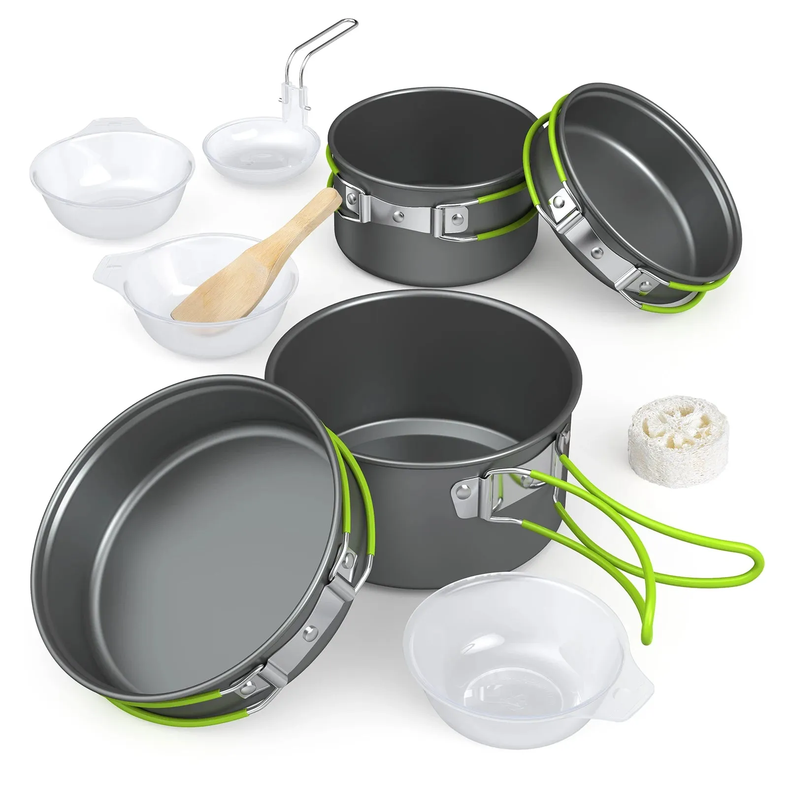 Nonstick Camping Cookware Set with Teapot for 3 People