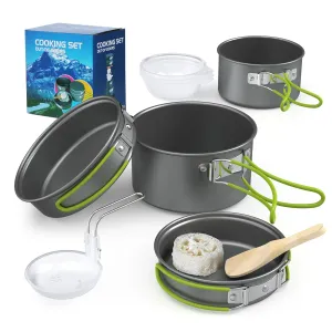 Nonstick Camping Cookware Set with Teapot for 3 People