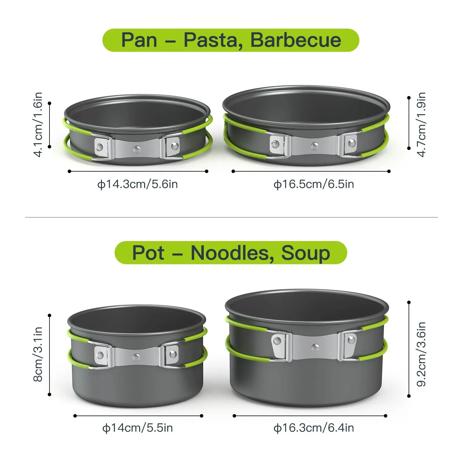 Nonstick Camping Cookware Set with Teapot for 3 People