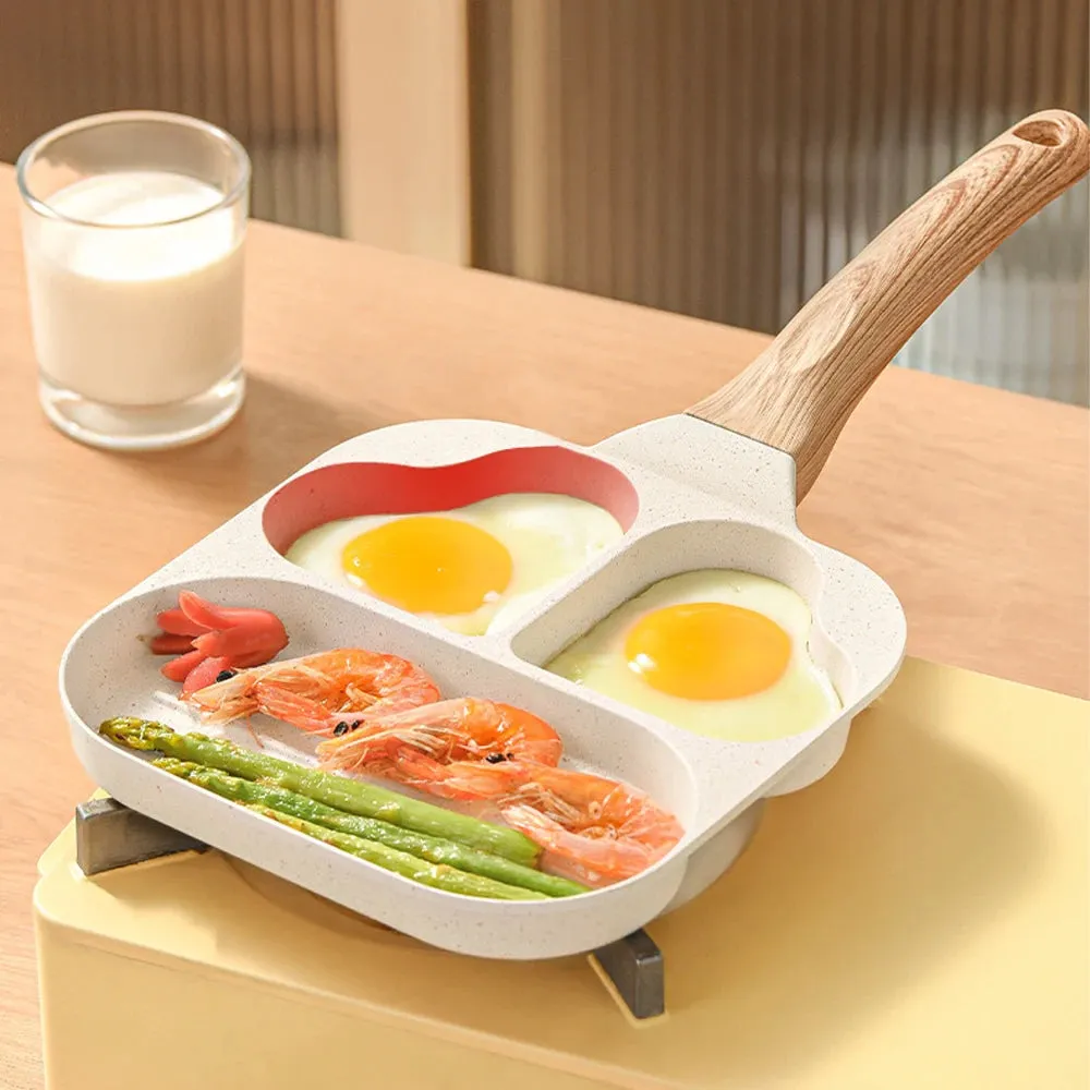 Nonstick Ceramic Frying Pan 2 Heart and Oval Cup Non Toxic Chef Egg Pan Induction Compatible Omelet Pan