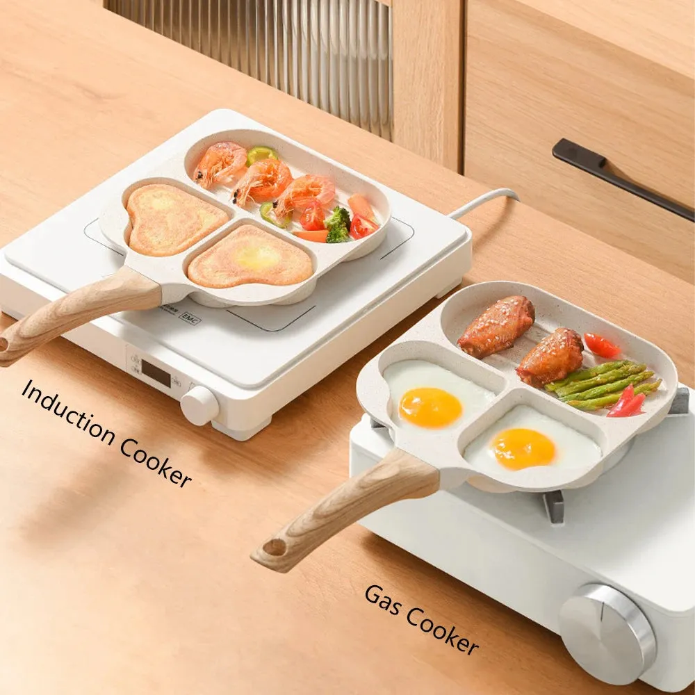 Nonstick Ceramic Frying Pan 2 Heart and Oval Cup Non Toxic Chef Egg Pan Induction Compatible Omelet Pan