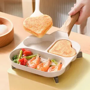 Nonstick Ceramic Frying Pan 2 Heart and Oval Cup Non Toxic Chef Egg Pan Induction Compatible Omelet Pan