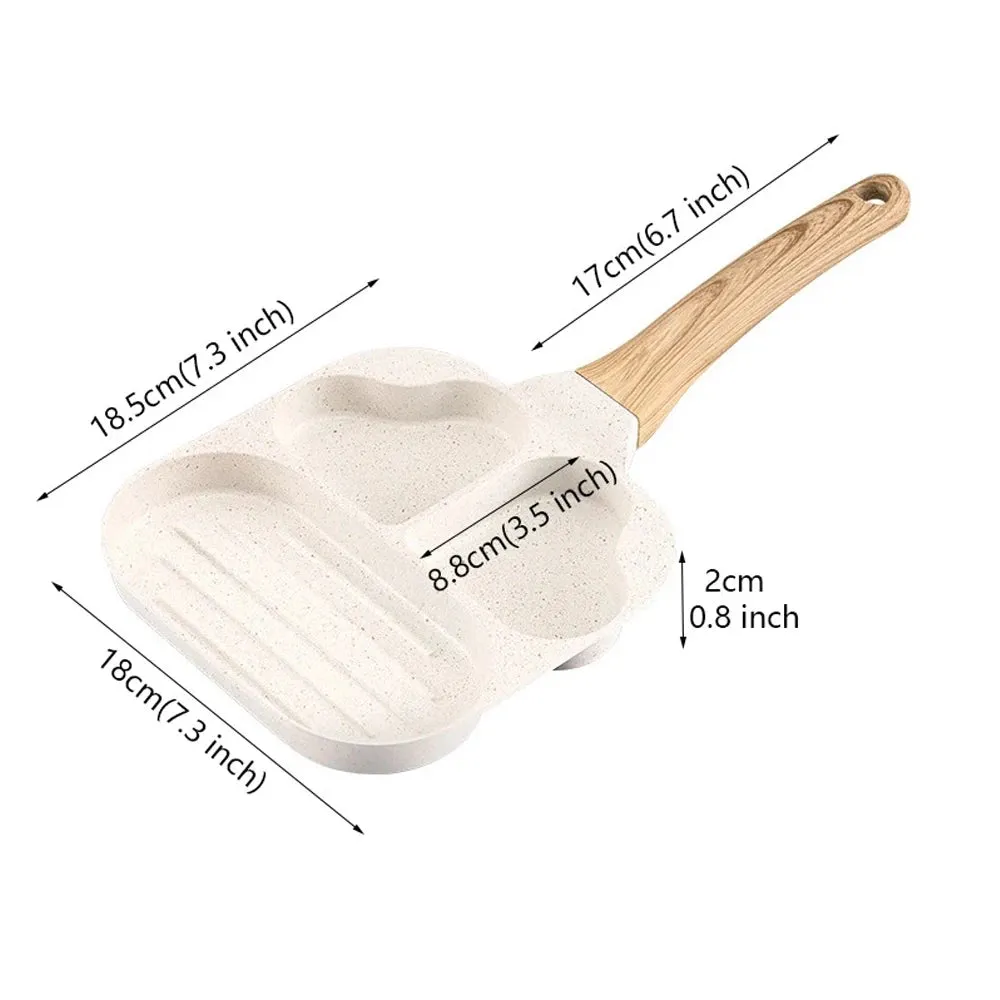 Nonstick Ceramic Frying Pan 2 Heart and Oval Cup Non Toxic Chef Egg Pan Induction Compatible Omelet Pan