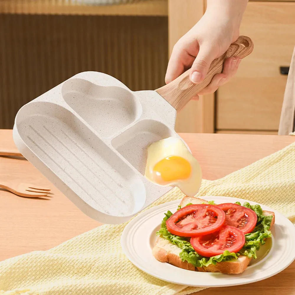 Nonstick Ceramic Frying Pan 2 Heart and Oval Cup Non Toxic Chef Egg Pan Induction Compatible Omelet Pan