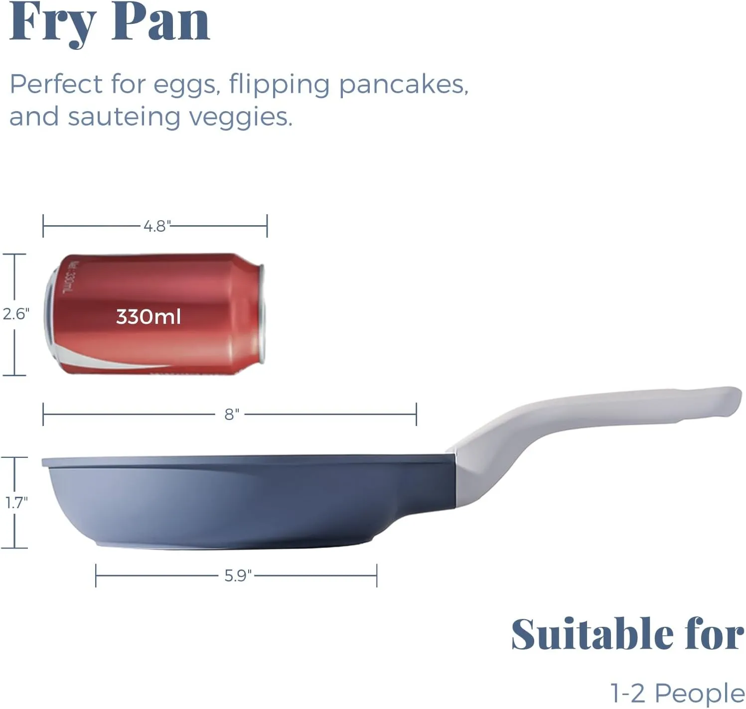 Nonstick Ceramic Frying Pan, 8/10/12 Inch Non Toxic Skillet, Healthy Egg & Omelet & Chef's Pan, PTFE PFOA & PFAS Free, Induction Compatible (8-Inch, Gray)