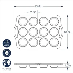 Nordic Ware Treat Nonstick 12 Cavity Muffin Pan, Silver