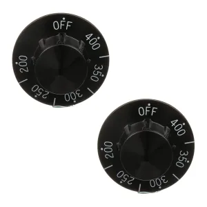 OCS Parts 2-Pack 200-400°F Black Thermostat Dial Knob for Commercial Fryers and Ranges | Direct Replacement fo Dean, Frymaster, Pitco, Vulcan Hart and More