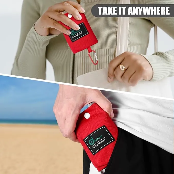 Odoland Beach Blanket Picnic Blanket, SandProof Waterproof Outdoor Pocket Blanket with Portable Bag, Foldable Lightweight Sand Free Quick Drying Beach Mat for Hiking Camping Picnics Travel Concert