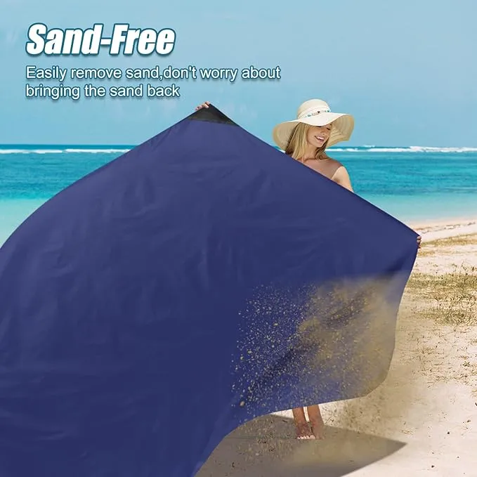 Odoland Beach Blanket Picnic Blanket, SandProof Waterproof Outdoor Pocket Blanket with Portable Bag, Foldable Lightweight Sand Free Quick Drying Beach Mat for Hiking Camping Picnics Travel Concert