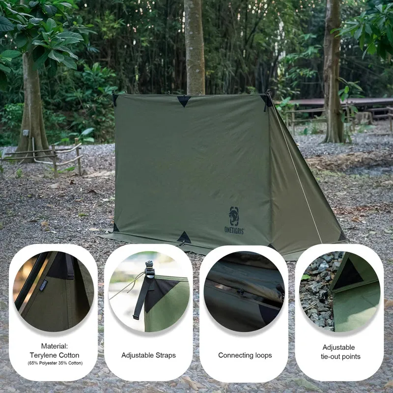 OneTigris Survivalist Heavy Duty Terylene Cotton Wind Tarp - BULLBAT T/C Camping Tarp for Campfires and Outdoor Cooking Spaces