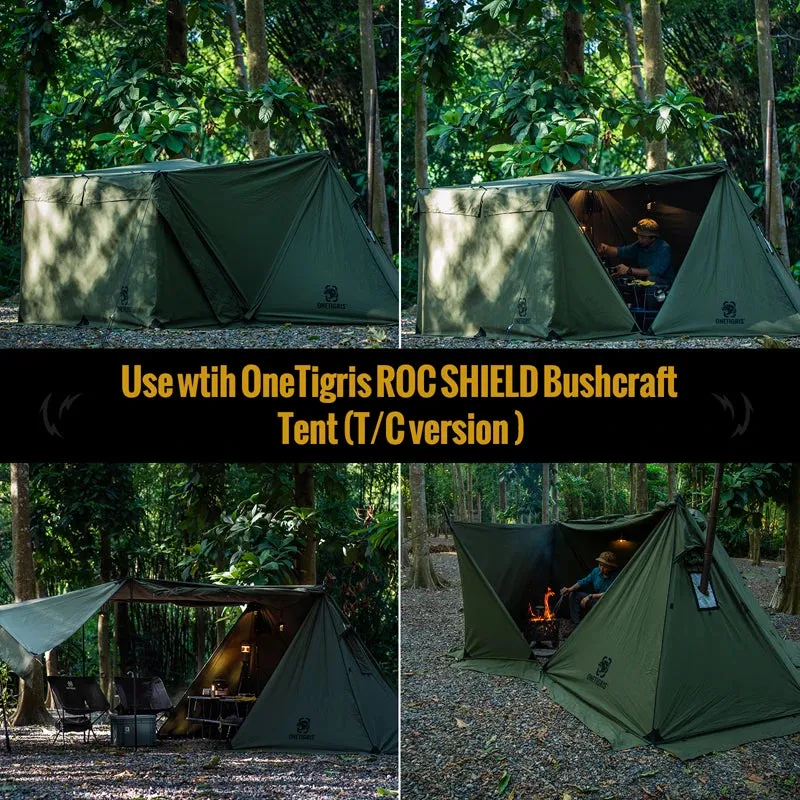 OneTigris Survivalist Heavy Duty Terylene Cotton Wind Tarp - BULLBAT T/C Camping Tarp for Campfires and Outdoor Cooking Spaces