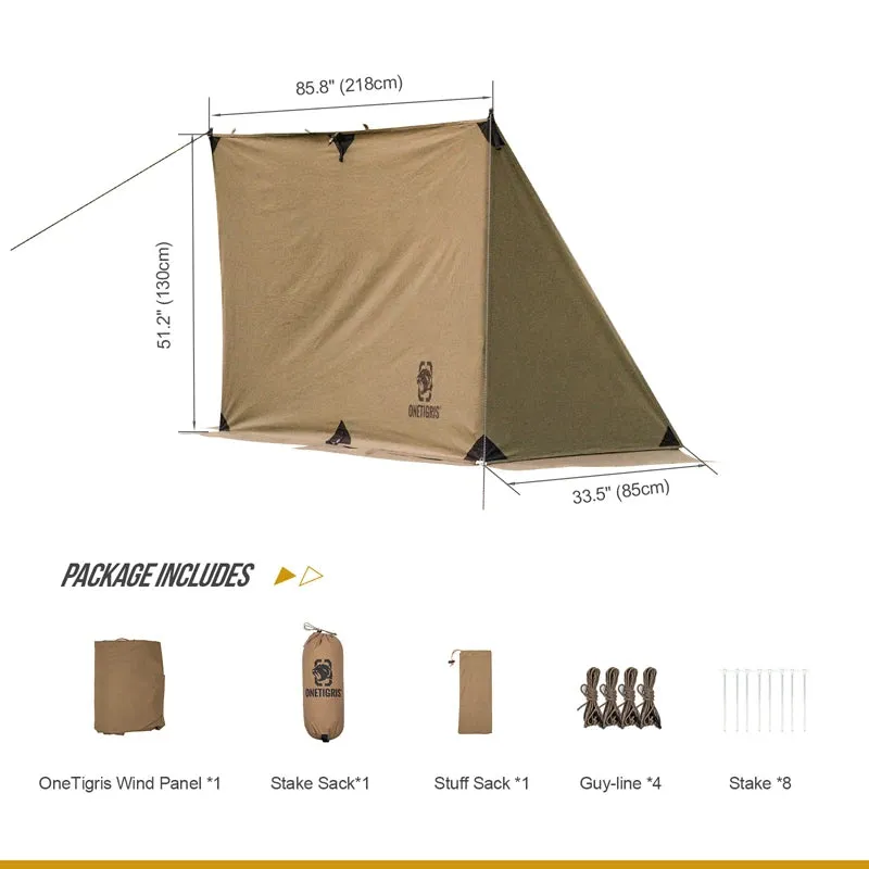 OneTigris Survivalist Heavy Duty Terylene Cotton Wind Tarp - BULLBAT T/C Camping Tarp for Campfires and Outdoor Cooking Spaces