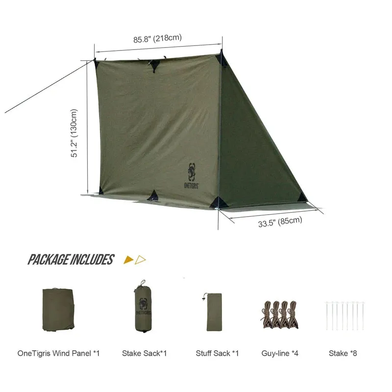 OneTigris Survivalist Heavy Duty Terylene Cotton Wind Tarp - BULLBAT T/C Camping Tarp for Campfires and Outdoor Cooking Spaces