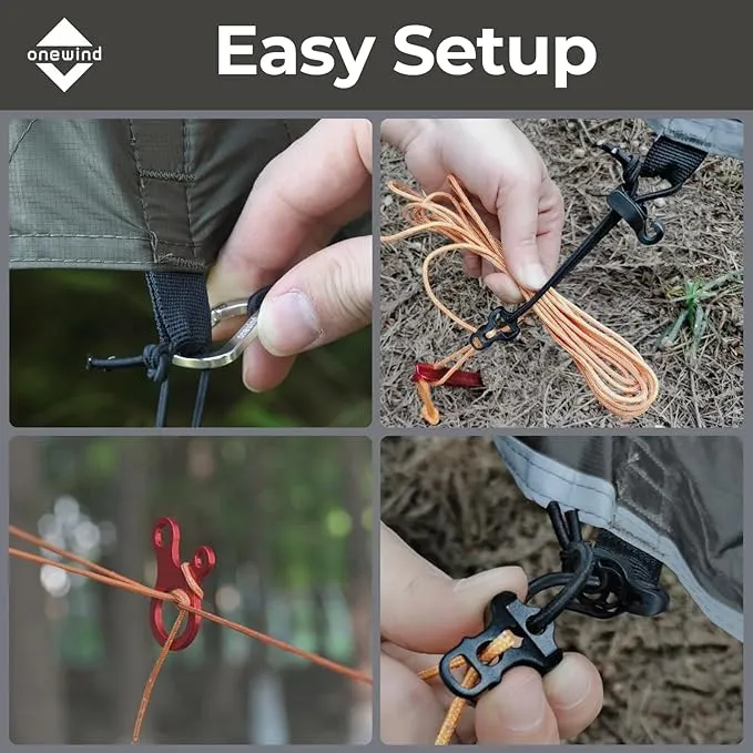 onewind 12ft Hammock Tarp, Ultralight Tarp Lightweight and Waterproof Silnylon Hammock Rain Fly, Versatile Camping Tarp with Doors, Easy to Setup with Stuff Sack, Tent Stakes, Dark Grey