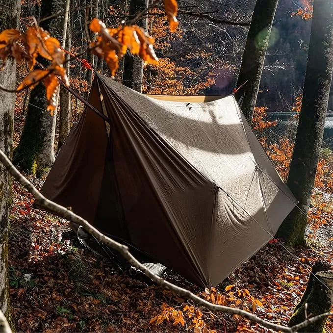 onewind 12ft Hammock Tarp, Ultralight Tarp Lightweight and Waterproof Silnylon Hammock Rain Fly, Versatile Camping Tarp with Doors, Easy to Setup with Stuff Sack, Tent Stakes, Dark Grey