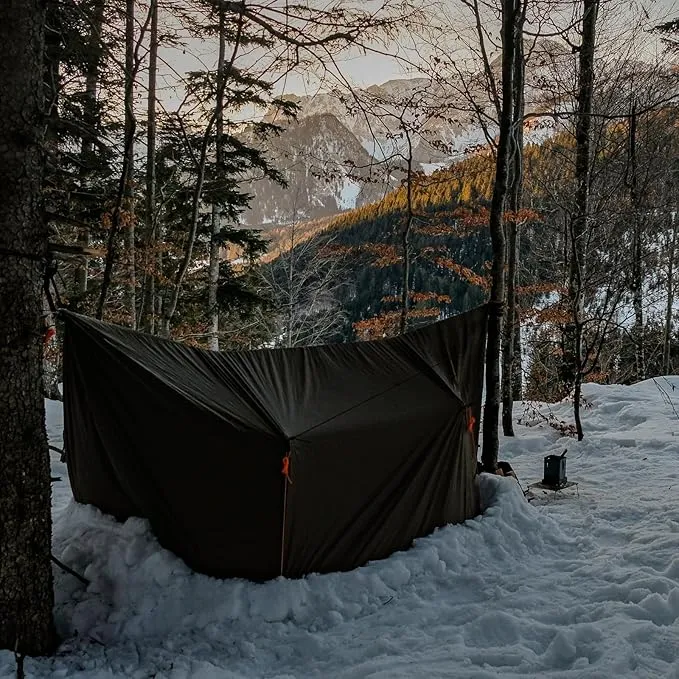 onewind 12ft Hammock Tarp, Ultralight Tarp Lightweight and Waterproof Silnylon Hammock Rain Fly, Versatile Camping Tarp with Doors, Easy to Setup with Stuff Sack, Tent Stakes, Dark Grey