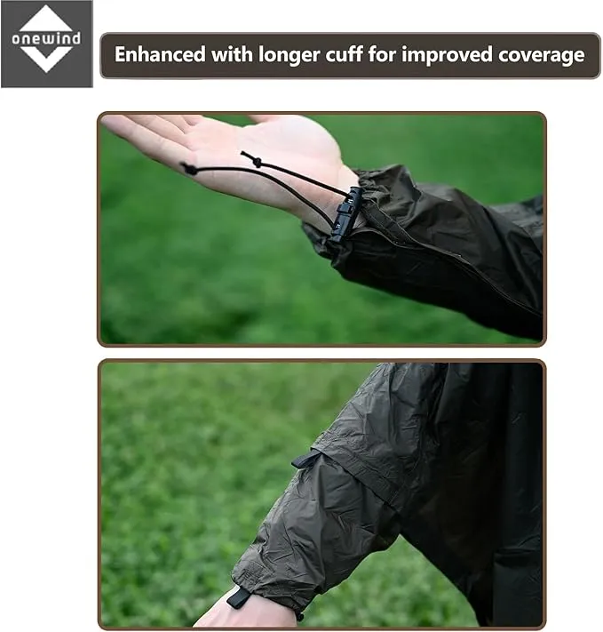 onewind Hooded Rain Poncho, Silnylon Camping Rain Coat Versatile Survival Shelter Lightweight Poncho for Hiking, Backpacking