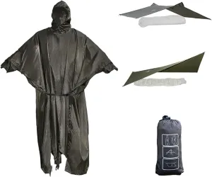 onewind Hooded Rain Poncho, Silnylon Camping Rain Coat Versatile Survival Shelter Lightweight Poncho for Hiking, Backpacking