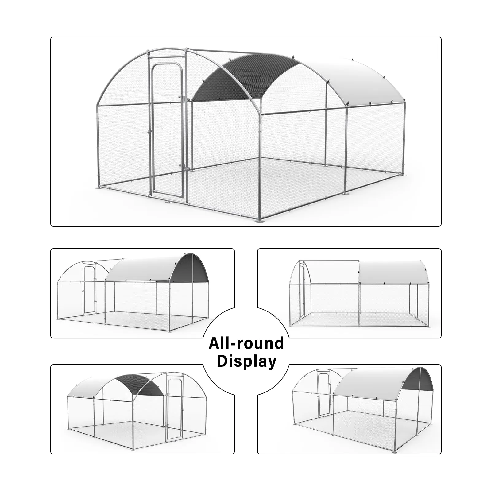Oranland Chicken Coop Metal Large Chicken Run for Yard Chicken Pen Outdoor Heavy Duty Poultry Cage with Waterproof and Anti-Ultraviolet Cover for Outdoor Farm Use