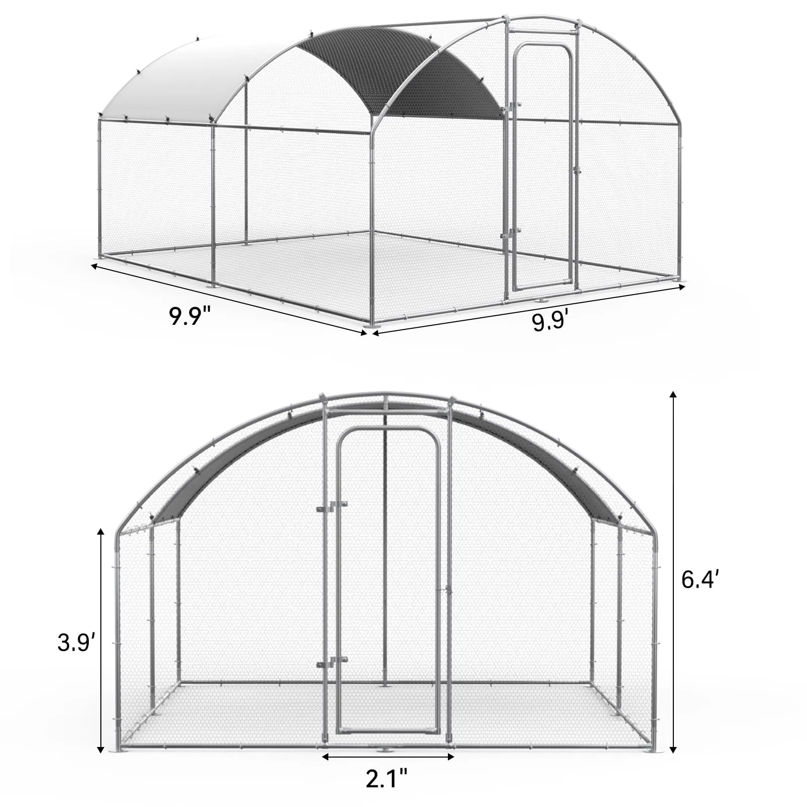 Oranland Chicken Coop Metal Large Chicken Run for Yard Chicken Pen Outdoor Heavy Duty Poultry Cage with Waterproof and Anti-Ultraviolet Cover for Outdoor Farm Use