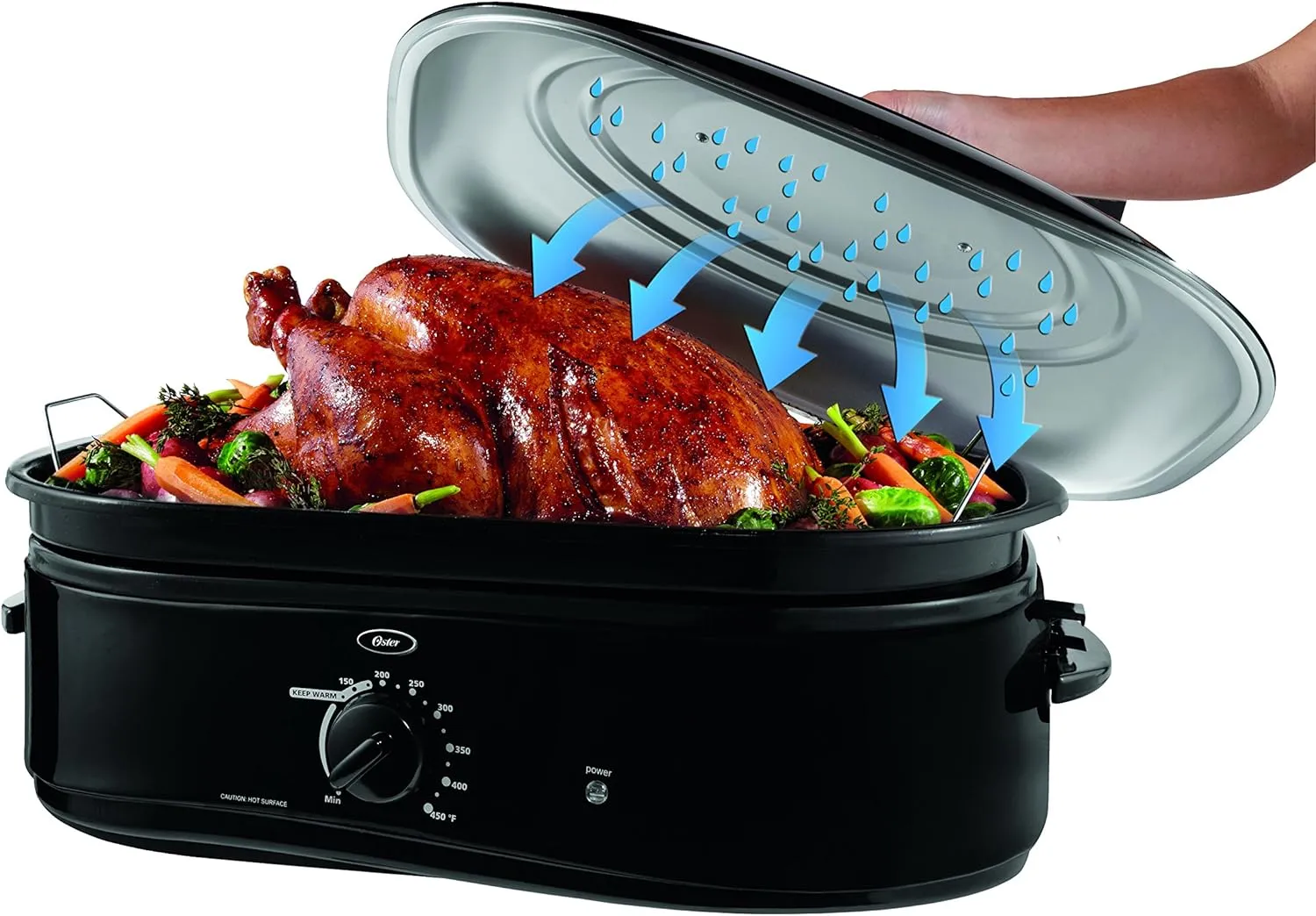 Oster CKSTRS18-BSB-W 18-Quart Roaster Oven with Self-Basting Lid, Black