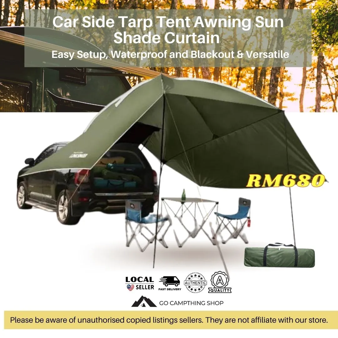 Outdoor Camping Car Side Tarp Tent Awning Sun Shade Waterproof Curtain UV Protection Army Green Color 320*230*220cm