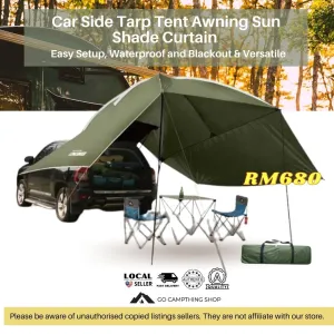 Outdoor Camping Car Side Tarp Tent Awning Sun Shade Waterproof Curtain UV Protection Army Green Color 320*230*220cm
