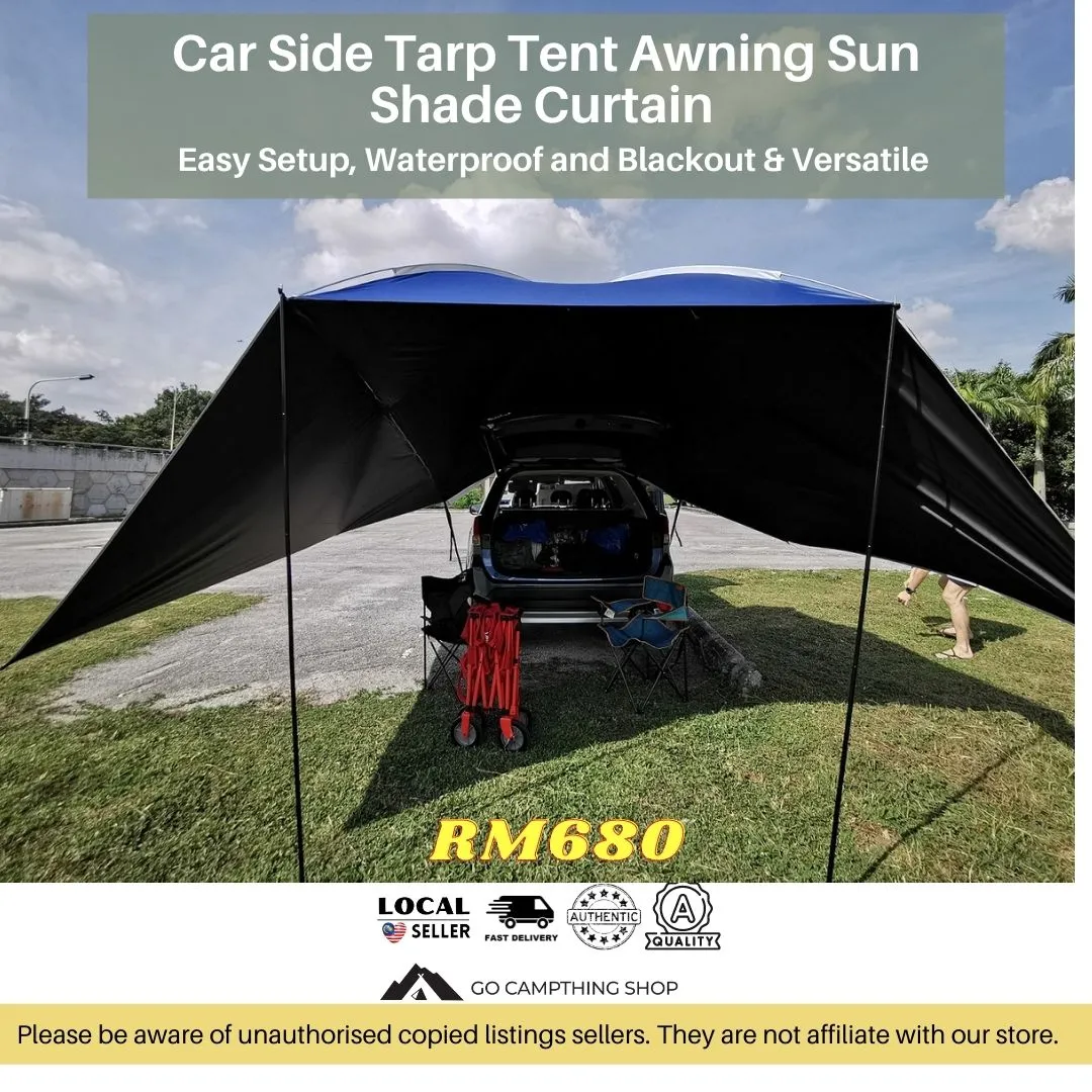 Outdoor Camping Car Side Tarp Tent Awning Sun Shade Waterproof Curtain UV Protection Army Green Color 320*230*220cm