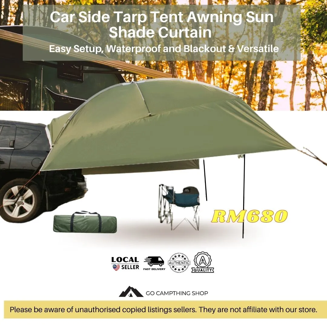 Outdoor Camping Car Side Tarp Tent Awning Sun Shade Waterproof Curtain UV Protection Army Green Color 320*230*220cm