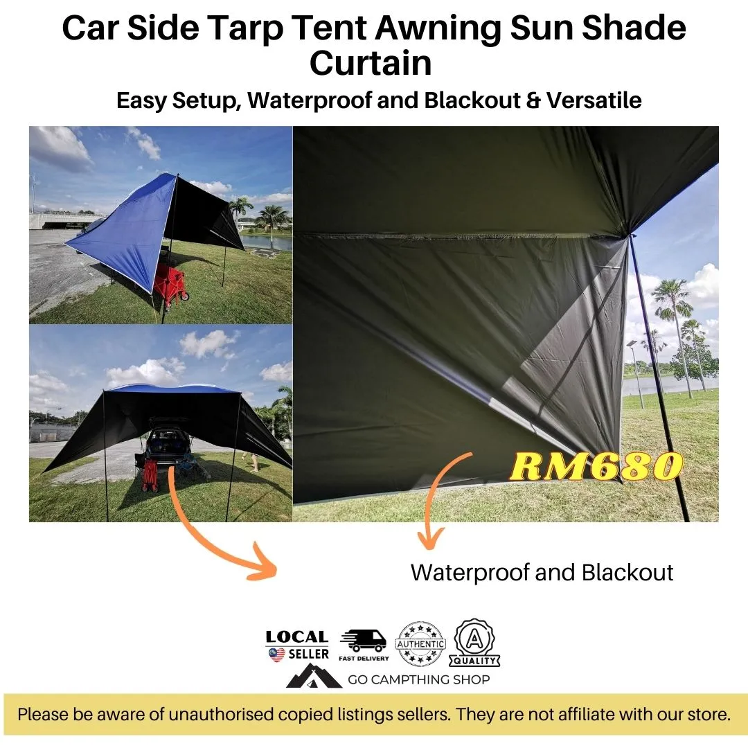 Outdoor Camping Car Side Tarp Tent Awning Sun Shade Waterproof Curtain UV Protection Army Green Color 320*230*220cm