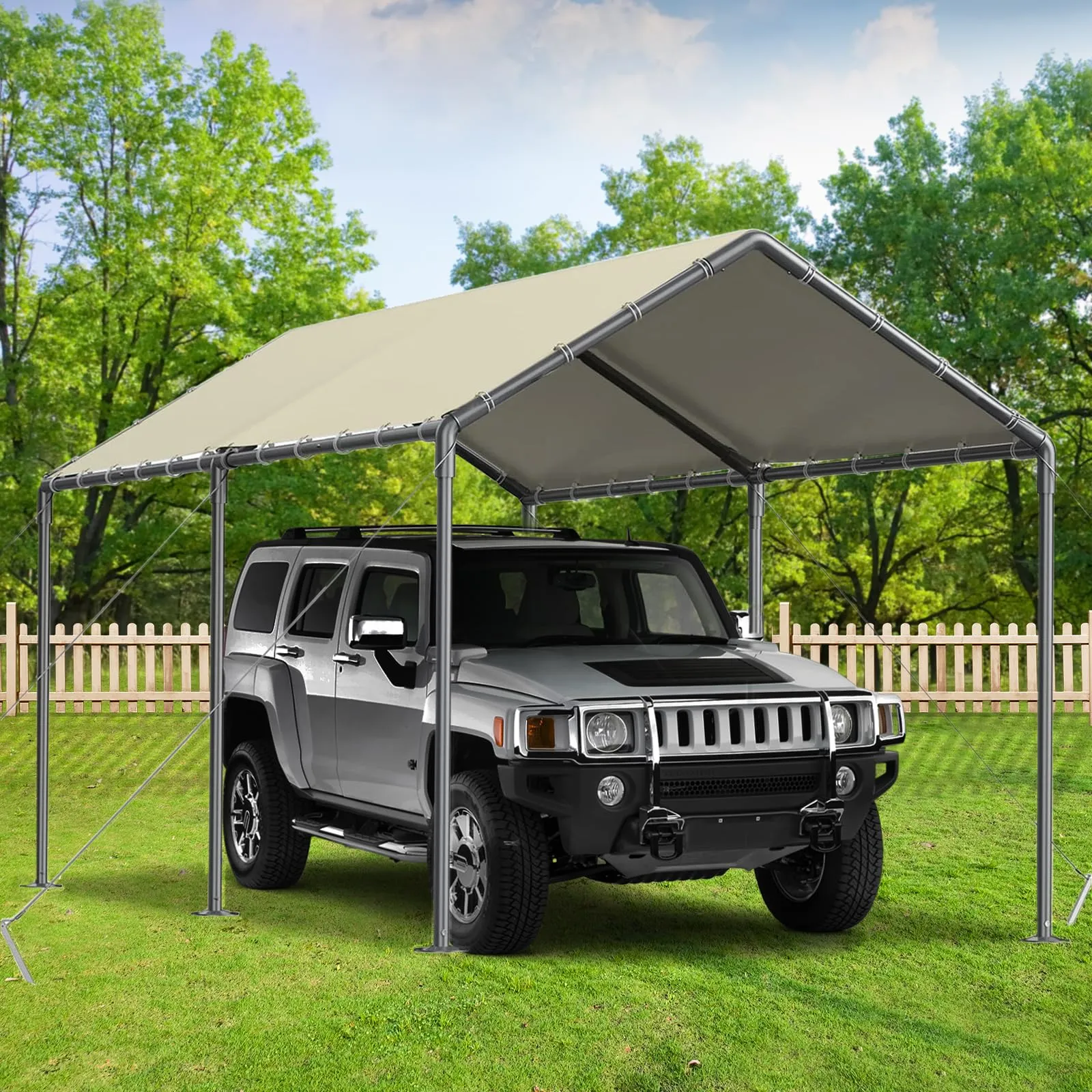 Outdoor Carport 10x20ft Heavy Duty Car Tent, Portable Garage Canopy Storage Shed, Car Shelter, All-Season Tarp Tent for Car, Party (Bg)