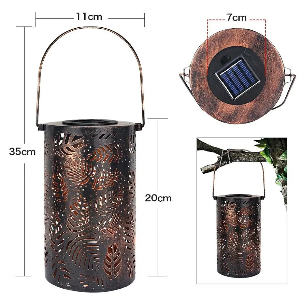 Outdoor Decorative Retro Leaf-Shadow Solar Powered Lantern