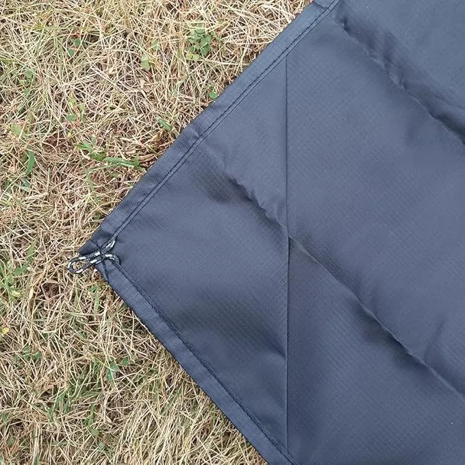 Outdoor Pocket Blanket, Packable Compact Lightweight Blanket Tarp, Small Beach Blanket Sandproof Waterproof, Fast Dry Ground Cover for Picnic Concert Festival Camping, Stakes Included (Black)
