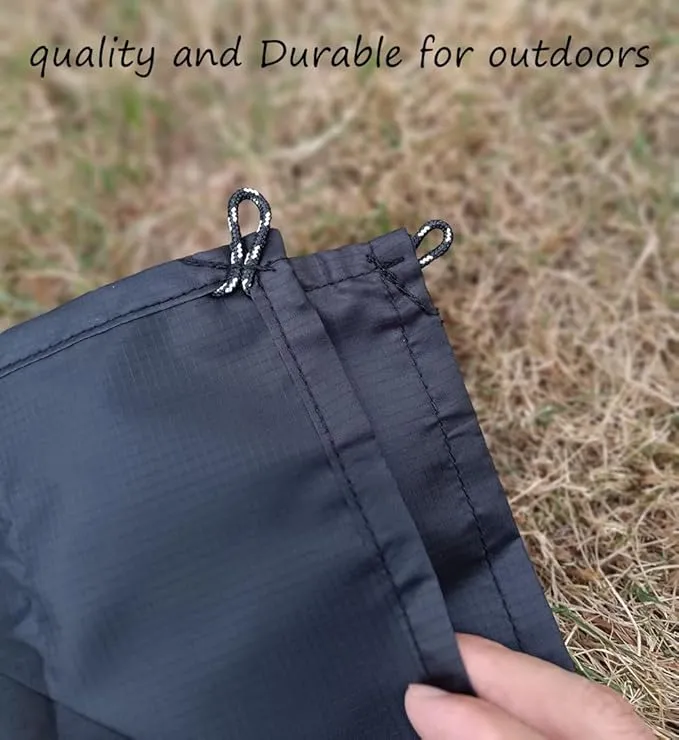 Outdoor Pocket Blanket, Packable Compact Lightweight Blanket Tarp, Small Beach Blanket Sandproof Waterproof, Fast Dry Ground Cover for Picnic Concert Festival Camping, Stakes Included (Black)