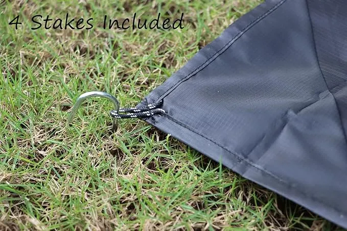 Outdoor Pocket Blanket, Packable Compact Lightweight Blanket Tarp, Small Beach Blanket Sandproof Waterproof, Fast Dry Ground Cover for Picnic Concert Festival Camping, Stakes Included (Black)