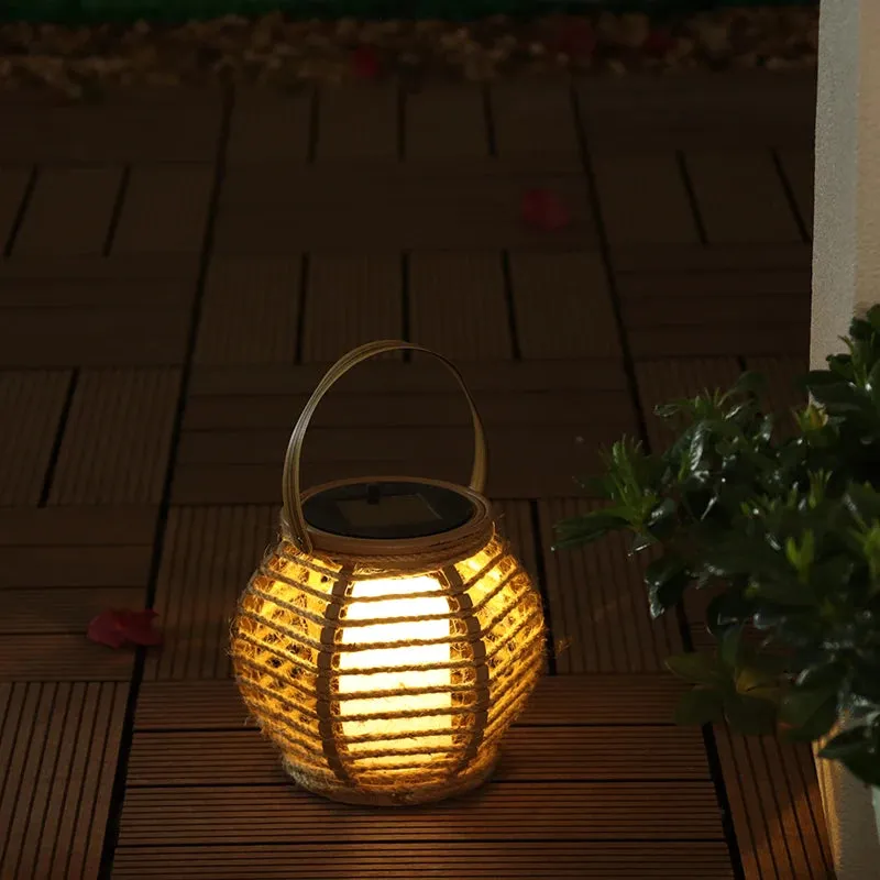 Outdoor Solar Garden Lamp: Waterproof Rattan Landscape Lantern for Lawn, LED Decorative Ambience Lighting